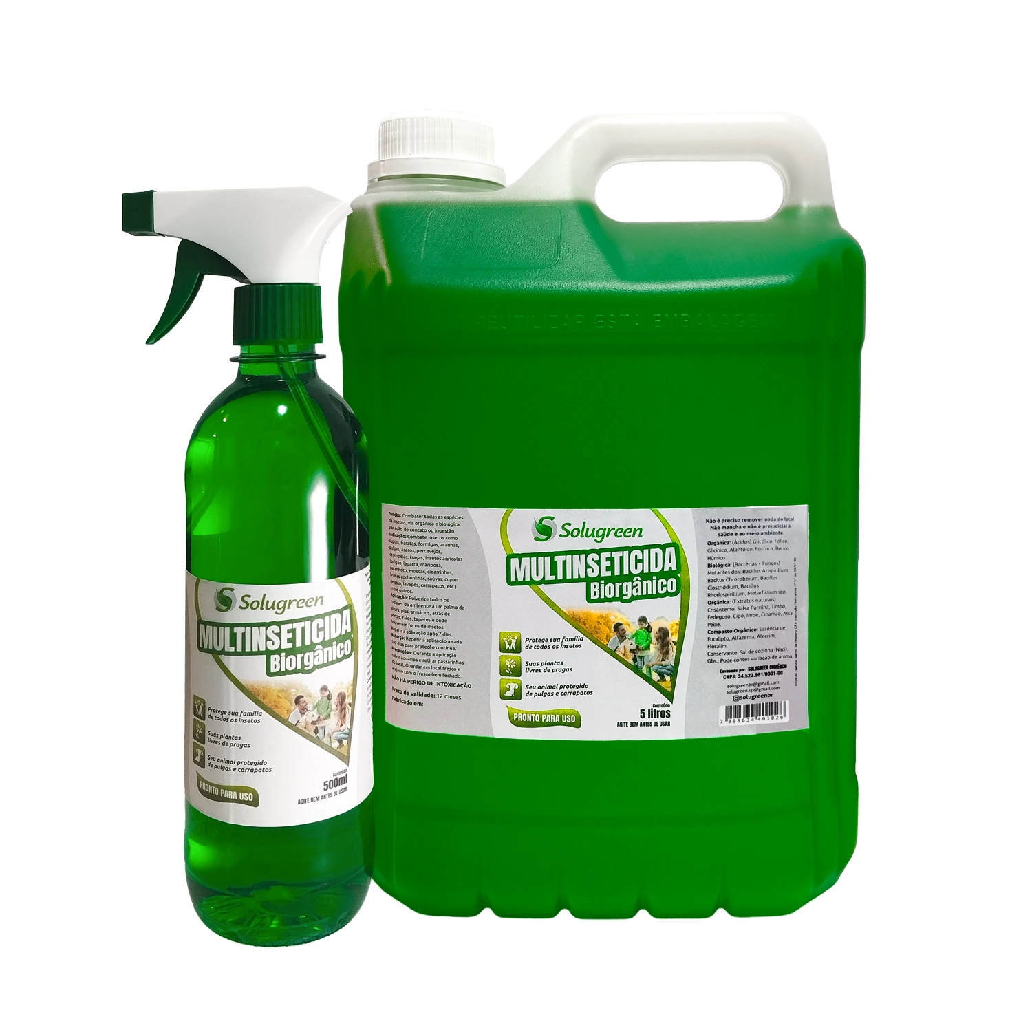 Kit Solugreen Galão 5 Litros + Pulverizador 500ml
